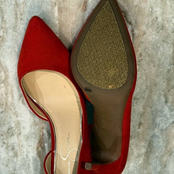 Women’s JESSICA SIMPSON Red suede stiletto pointed toe pumps- Size 9.5 - Picture 6 of 8
